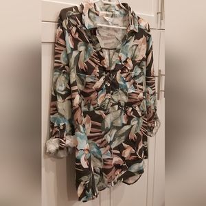 C by One linen blend top